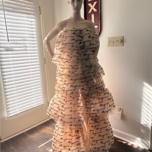 AKIRA Layered Strapless Dress in Black and Cream